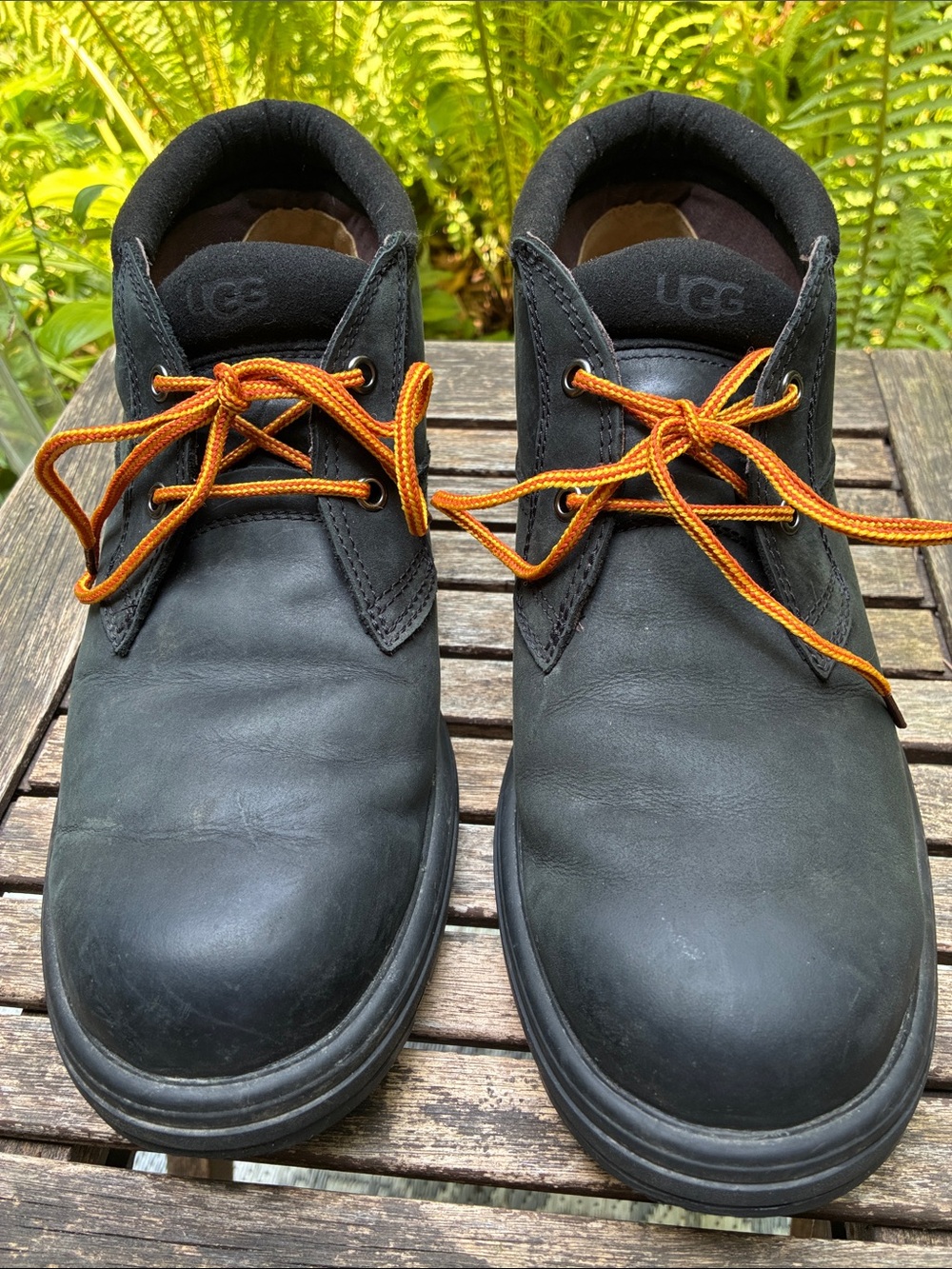 UGG Men's Black Chukka Boots with Orange Laces